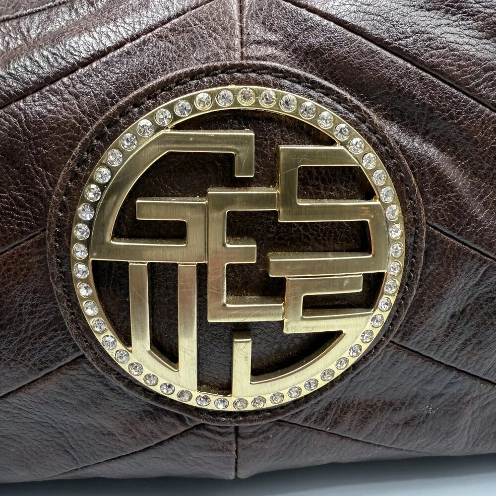Guess Large Brown Leather Shoulder Bag